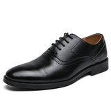 British Dress Shoes Men's Split Leather Footwear Formal Social Oxfords Mart Lion Black 38 