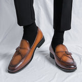 Slip On Dress Shoes Men's Elegant Split Leather Buckle Formal Mart Lion   