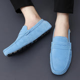 Suede Leather Penny Peas Loafers Men's Women Boys Driving Shoes Moccasins Slip on Flats Designer Loafers Pink MartLion   