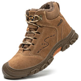Winter Boots Men's Steel Toe Cap Safety Boots Work Shoes Puncture-Proof Work Plush Warm MartLion Camel 37 