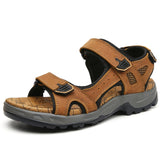 Summer Leisure Men's Shoes Beach Sandals Genuine Leather Soft Mart Lion light brown 3361 7.5 
