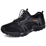 Breathable Waterproof Hiking Shoes Men's Suede Mesh Outdoor Sneakers Rock Climbing Sport Quick-dry Trail Trekking Mart Lion black 37 