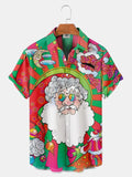 Christmas Snowman Claus Anime Pattern Hawaiian Shirt For Men Casual Short Sleeve Summer MartLion   