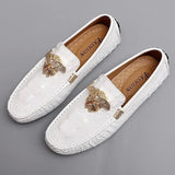 Boat Men's Classic Drive Casual Leather Comfy  Loafers Shoes Bright Color Loafers MartLion 93White- 36 