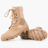 Lace Up Waterproof Outdoor Shoes Breathable Canvas Camouflage Tactical Combat Desert Ankle Boots Military Army Men's MartLion KHAKI WITHOUT ZIPPER 39 
