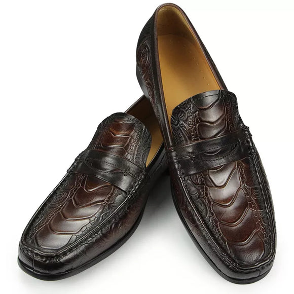  Casual One-step Loafers Genuine Leather Classic Leather Shoes Gentleman Dress Shoes Vintage Sapato Social Masculino MartLion - Mart Lion
