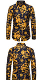  10 Color Men's Long Sleeved Shirt Printed Hawaiian Floral Shirt Lapel Vacation Style Shirt MartLion - Mart Lion