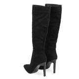 Liyke Autumn Winter Black Women Knee High Boots Pointed Toe Stiletto Heels Ladies Party Zip Long Shoes Mart Lion   