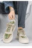  Printed Black Sneakers Men's Women Breathable Canvas Shoes Flat Skateboard Lace-up Platform Casual MartLion - Mart Lion
