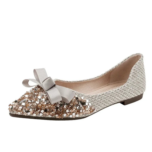 Women Pointed Toe Walking Shoes All-match Bow-knot Ladies Loafers Casual Slip on Flat Walking Shoes Chaussure Femme MartLion