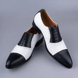 Men's Leather Shoes Leather Casual Breathable Formal Shoes Versatile Lace-Up Dress Leather MartLion black white 39 