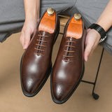 Mens Leather Shoes High Men's Shoes Oxford Wedding Men Dress Leather Shoes Gentleman Office Man Shoe MartLion