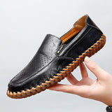Oxford Outsole Genuine Leather Men's Loafers Cow Leather Casual Shoes Soft Luxury Brand Tenis Masculino Mart Lion Hollow Black 38 