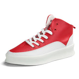 High top Men's Sneakers Streetwear Hip hop Platform Sneakers Leather Casual Shoes Lace-up Designer Trainers MartLion Red 1807 44 