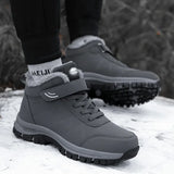 Winter Men's Boots Plush Leather Waterproof Sneakers Climbing Shoes Unisex Women Outdoor Non-slip Warm Hiking MartLion   