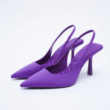 Women's Shoes Women's Pumps Pointed Toe High Heels Shallow Sandals Zapatos MartLion Lavender 35 