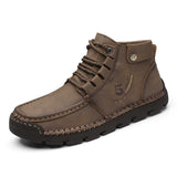 Men's Designer Leather Shoes Handmade Luxury Leisure Casual Moccasin Ankle Boots Non-slip MartLion Khaki Spring Autumn 13 