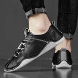 Genuine Leather White Shoes Casual Men's Handmade Soft Driving Low Flat Footwear MartLion   
