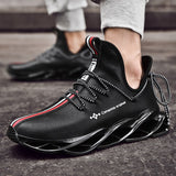  Men's Running Shoes Waterproof Leather Sneakers Unique Blade Sole Cushioning Outdoor Athletic Jogging Sport Mart Lion - Mart Lion
