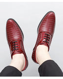 Classic Glitter Leather Dress Shoes Men's High Heels Elegant Red Formal Pointed Oxfords MartLion   