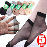 Ultrathin Summer Women Crystal Silk Socks Skin Color Dot Transparent Thin Nylon Ladies Short Ankle Silk Socks 10pcs/lot Mart Lion   
