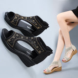 Summer Women Premium Orthopedic Open Toe Sandals Vintage Anti-slip Breathable Leather Casual Female Platform Retro Shoes Mart Lion   