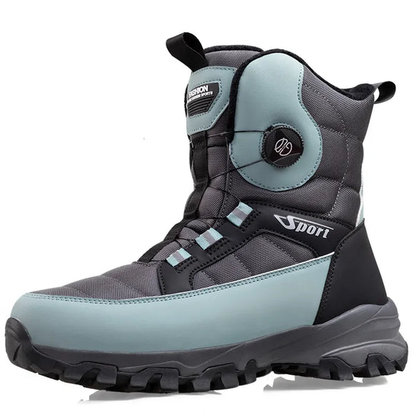 Rotating Button Men's Snow Boots Warm Plush Winter Waterproof Outdoor Hiking Wear Resistant Anti Slip MartLion Moonlight Blue 40 