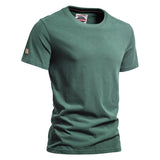 Outdoor Casual T-shirt Men's Pure Cotton Breathable Crew Neck Short Sleeve Mart Lion Dark Green EU size M 