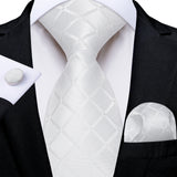 Gray Striped Paisley Silk Ties For Men's Wedding Accessories 8cm Neck Tie Pocket Square Cufflinks Gift MartLion SJT-8330  