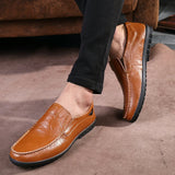 Genuine Leather Men's Casual Shoes Luxury Loafers Moccasins Breathable Slip on Driving MartLion   