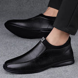 Genuine Leather Shoes Flat Slip-on Leather Men's Casual Senior Footwear Mid Top Loafers Black and Brown MartLion   