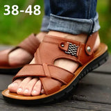 Men's Summer Sandals Genuine leather slip-on casual slippers hombre MartLion   