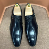 Luxury Men's Monk Strap Wedding Dress Shoes Alligator Print Genuine Calf Leather Handmade Office Formal MartLion   