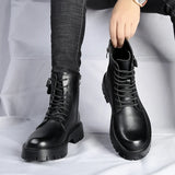 Men's English Style Thick Sole Design Men Boots  Layer Leather Casual Boots