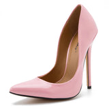 High Heels Shoes Women Pumps Large White Stiletto Heel Patent Leather Office Wedding Shoes Hey