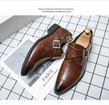 Classic Brown Men's Derby Shoes Leather Dress Men's Pointed Toe Formal Zapatos Vestir Hombre MartLion   