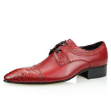 Derby Shoes Men's Formal Office Vintage Designer Red Black Shoes Lace Up Pointed Toe Wedding Genuine Leather MartLion   