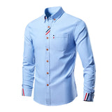 Casual Cotton Soft Thin Men's Shirts Slim Fit Luxury Long Sleeve Shirt Lapels Outwear Streetwear MartLion Sky blue 5XL 