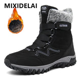 Winter Men's Snow Boots Fur Plush Warm Ankle Waterproof Outdoor Non-Slip Hiking Shoes MartLion   