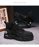 White Winter Work Short Boots for Men British  Motorcycle Boots Outdoor Sports Casual Shoes