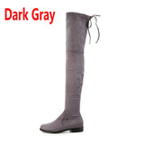 Slim Fit Thighs Over-the-Knee Long Boots Women Low Heel Concise Elastic Boots Retro Shoes Ladies Mart Lion Dark gray 34 China