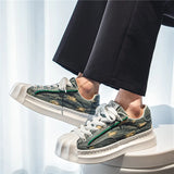 Designer Platform Sneakers for Men's Lace Up Vulcanized Shoes Skateboard Flats Breathable Canvas Casual MartLion   