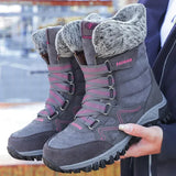 Women Boots Waterproof Snow Boots Warm Plush Winter Shoes Mid-calf Non-slip Winter Female MartLion   