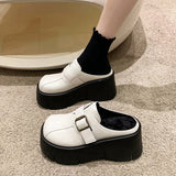 Increasing Ladies  Leather Pumps  Platform Wedge White Slippers  Women Slip on Casual Females Shoes MartLion   