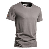 Outdoor Casual T-shirt Men's Pure Cotton Breathable Crew Neck Short Sleeve Mart Lion Grey EU size M 