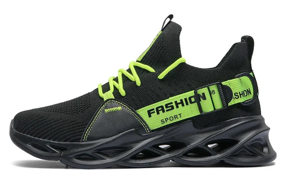 Men's Running Sneakers Breathable Non-slip Shoes Lightweight Tennis Fluorescent MartLion G133-Black green EU36 