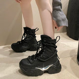 Chunky Heels Punk Style Boots Women Autumn Winter Platform Combat Thick Bottom Gothic Motorcycle MartLion   