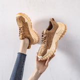 Real Leather Platform Daddy Shoes Women Autumn Winter Increase Sports Sneakers Zapatillas Mujer Mart Lion   