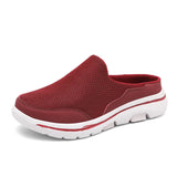 Men's half slippers Summer breathable mesh shoes Outdoor casual walking Large flat light mesh slippers Sandals MartLion Red 35 