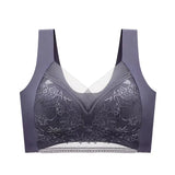 Lace Ladies Underwear No Steel Rings Fixed Cups Gathered Small Bra Thin Section MartLion Iron gray XXXL 